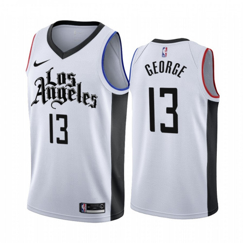 Men's Los Angeles Clippers #13 Paul George White NBA 2019 City Edition Stitched Jersey Men's Los Angeles Clippers #13 Paul George White NBA 2019 City Edition Stitched Jersey